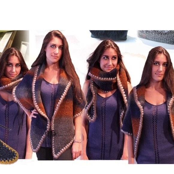 New Tambour Paris ILLUSION Shawl-Vest French Merino Wool Onesize *RARE - Picture 5 of 8